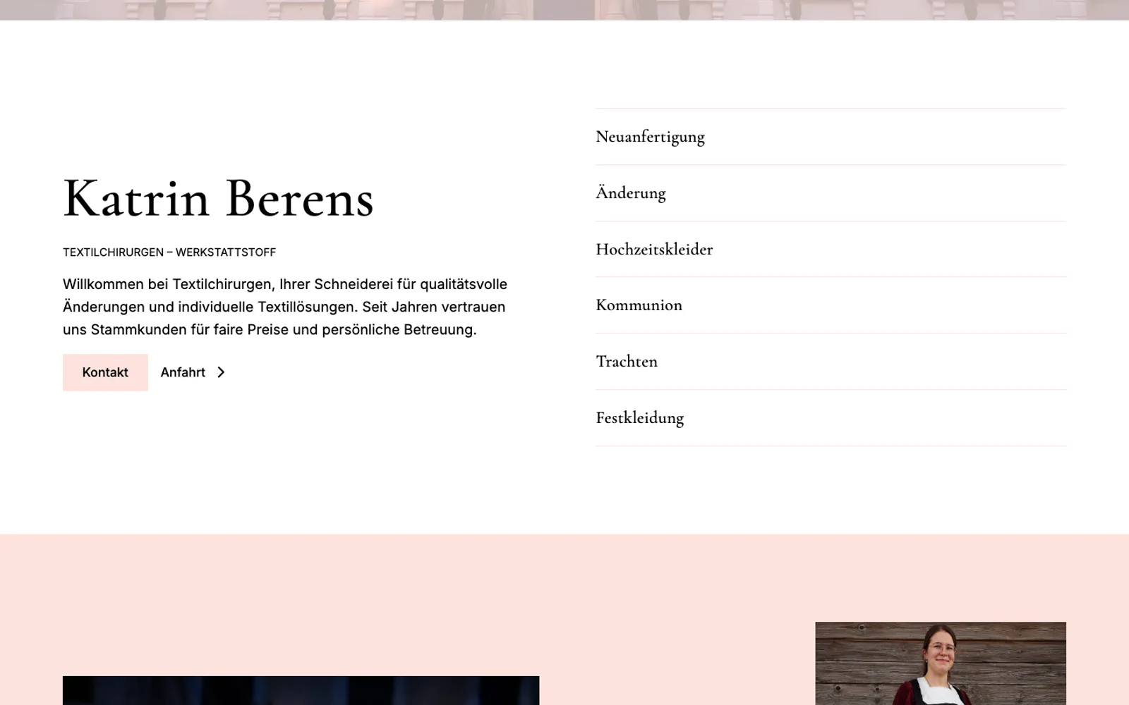 Detailansicht der Website von Textilchirurgen