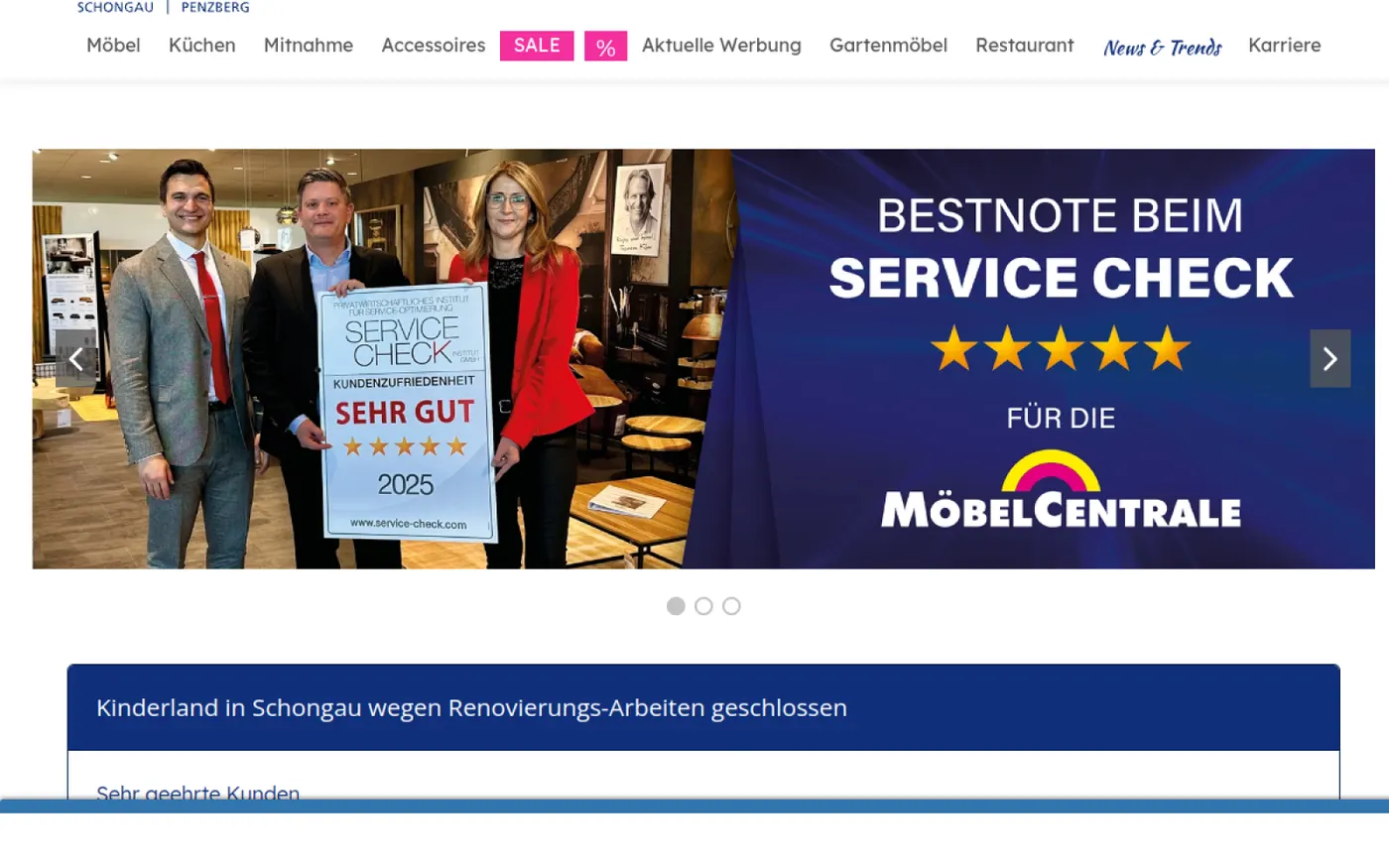 Screenshot der Website von Möbel Centrale